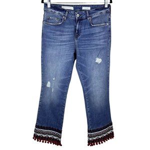 Pilcro And The Letterpress Denim Jeans Mid-Rise Embroidered Capri 29 Boho